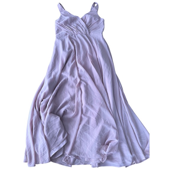 David's Bridal Dresses & Skirts - David's Bridal DB Studio Quartz Pink Pleated V-Neck Maxi Gown F20228 Size 14